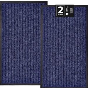 Sierra Concepts 2-Pack Front Door Mat Ribbed Blue - Indoor Outdoor nwt